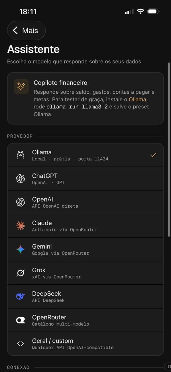 Assistente Orbit no app Android